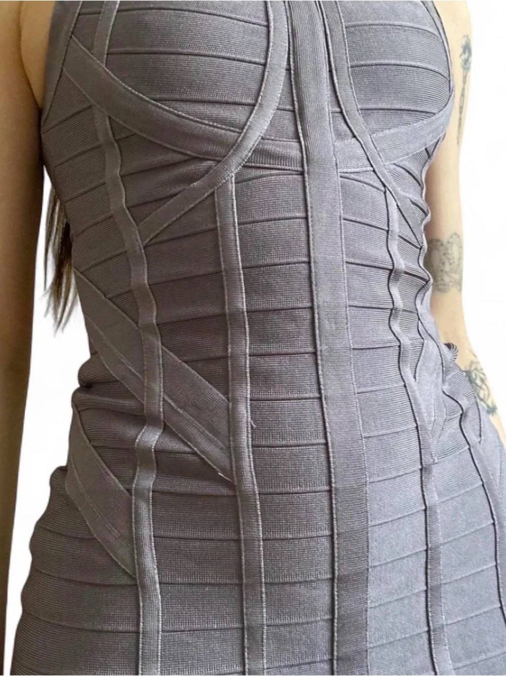 Grey Lavender Bandage Dress